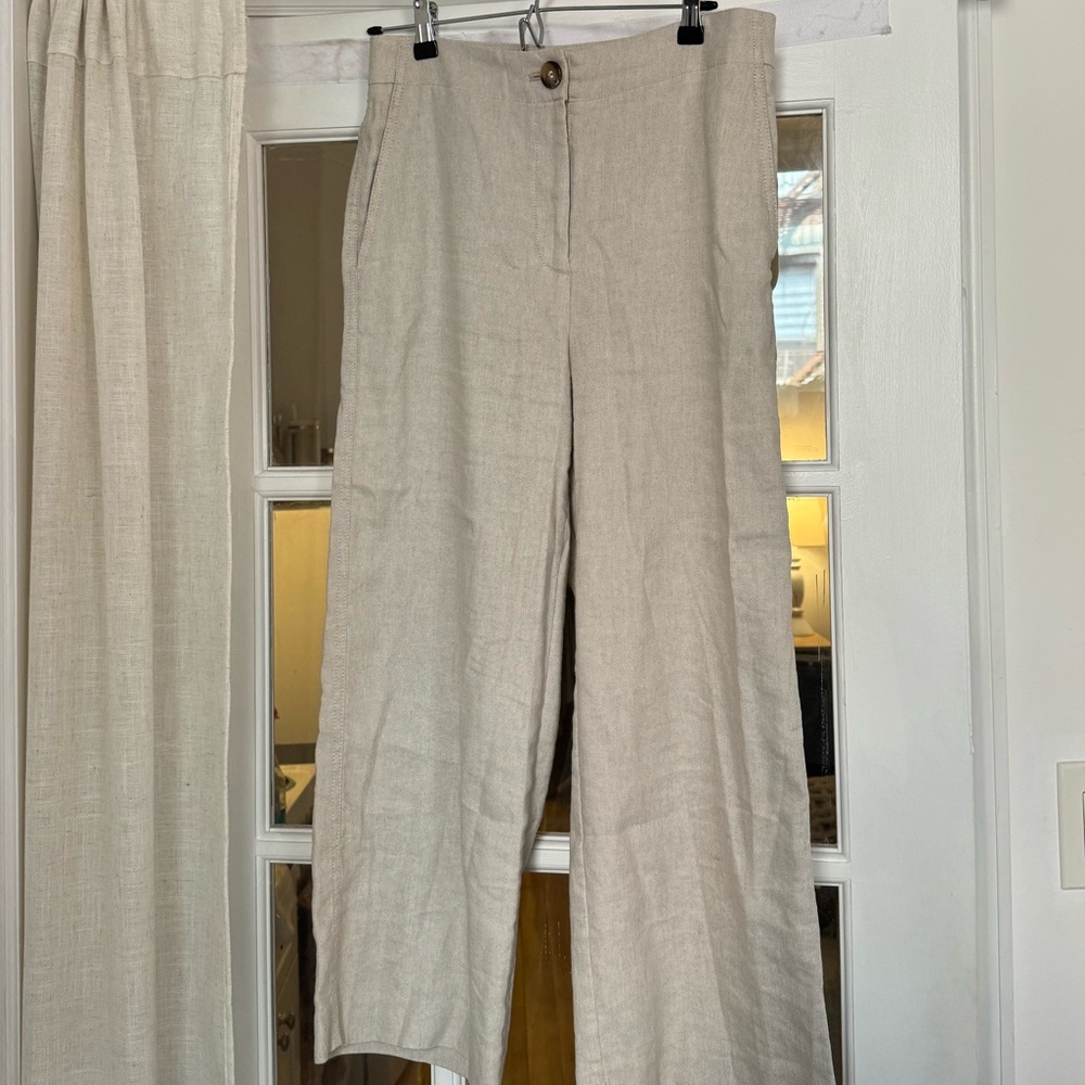 Linen blend work pant